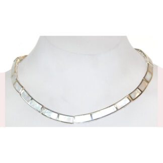 S907403S Sterling Silver White Mother of Pearl Necklace