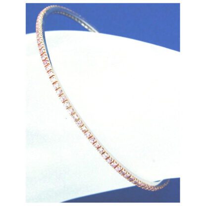A Pink and White Blue Sapphire 3.50TW 14KT White Gold bracelet on a white background.