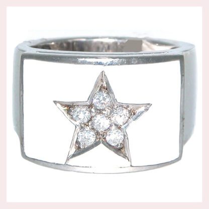 A Sterling Silver Ring with Light Blue Enamel & CZ Star with sterling silver and diamonds.