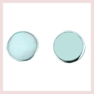 A pair of Sterling Silver Stud Earring with White Mother of Pearl, displayed on a white background.