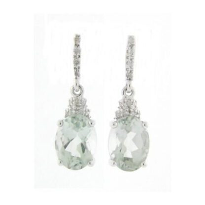 Green amethyst and diamond earrings.