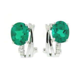 Emerald & Diamond Earrings in 14KT Gold FrenchClips in 14KT white gold.