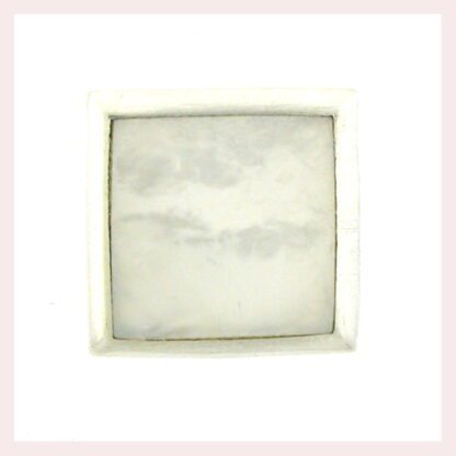 A square white Sterling Silver Slide with Mother of Pearl 925 ring on a white background.