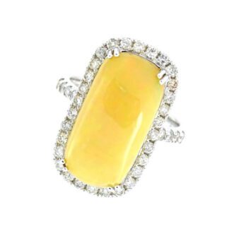 10334O Ethiopian Opal & Diamond Ring in14KT White Gold