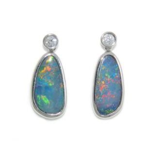 650615O Free Form Opal & Diamond Earrings 14KT