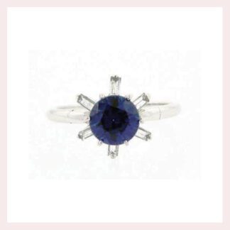 A stunning Sapphire Star with Diamonds in Platinum ring.