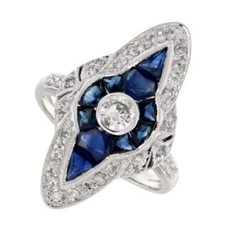 An art deco sapphire and diamond ring.