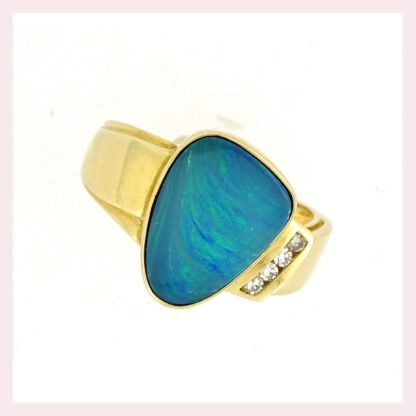 Free Form Opal & Diamonds in 14KT Yellow Gold