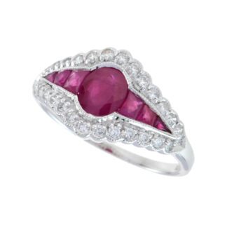 12617R Antique Ring with Ruby & Diamonds in 14KT Gold