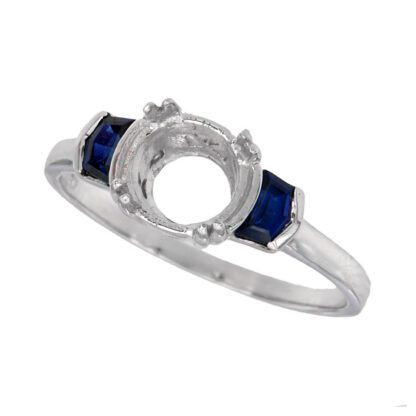 A Vintage Sapphire & Diamond Semi Mount in 14KT Gold with a blue sapphire stone.
