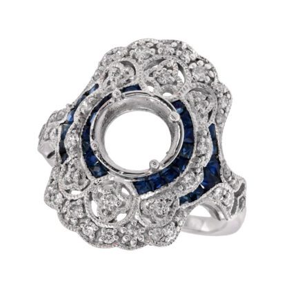 A Vintage Sapphire & Diamond Semi Mount in 14KT Gold ring.