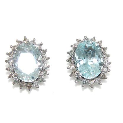 Aquamarine and diamond earrings.