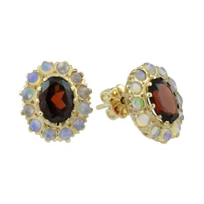 Garnet & Opal Earrings in 10KT Gold