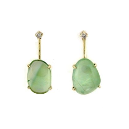 Prehnite Earrings in 14KT Yellow Gold