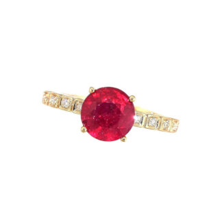 991215R Round Ruby & Diamond Ring in 14KT Gold