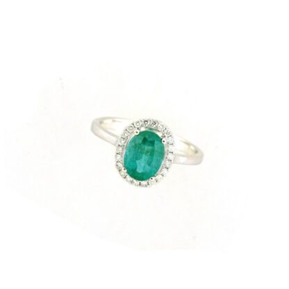 8886E Oval Emerald & Diamond Ring in 14KT White Gold