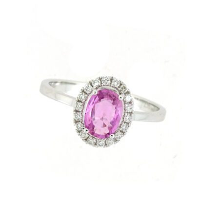 8886PS Pink Sapphire & Diamond Ring in 14KT White Gold