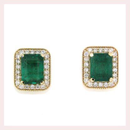 Emerald & Diamond Earrings in 14KT Gold