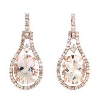 20118M Morganite & Diamond Earrings in 14KT Rose Gold
