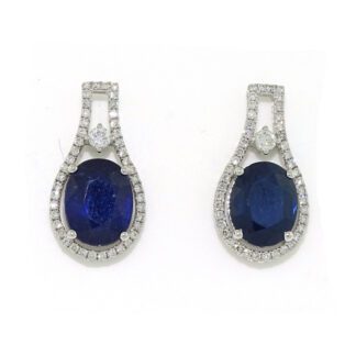 20118S Vintage Sapphire & Diamond Earrings in 14KT White Gold