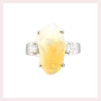 Cab Opal & Diamond Ring