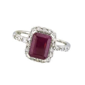 Ruby & Diamond Natural Ruby & Diamond Ring in 14KT White Gold