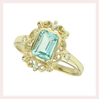 Vintage Blue Topaz & Diamond Ring in 10KT Gold