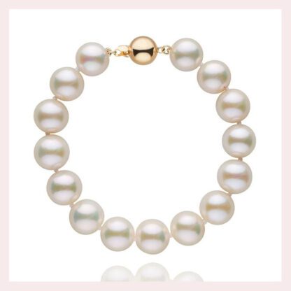 10mm White Pearl Bracelet in 14KT Gold