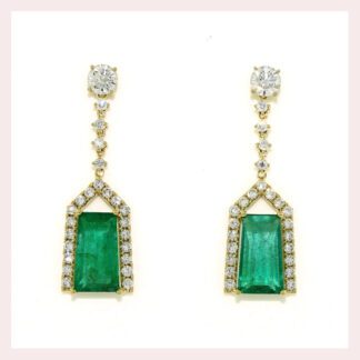 Emerald & Diamond Earrings in Gold