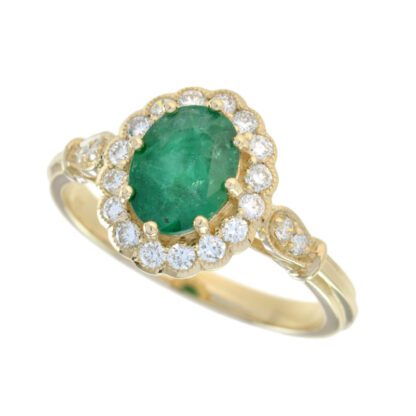 2861E Vintage Emerald & Diamond Ring in 14KT Gold