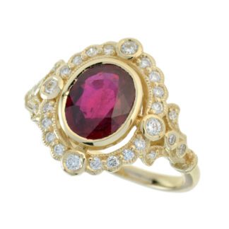 3149R Vintage Ruby & Diamond Ring in 14KT Gold