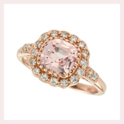 Morganite & Diamond Ring in Rose Gold