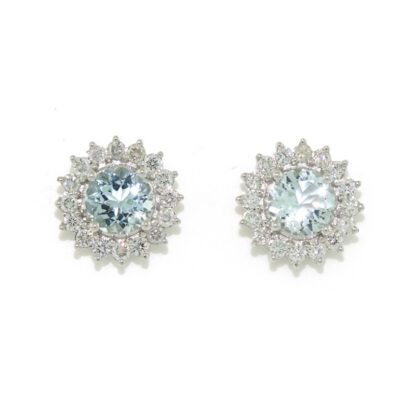444119Q Aquamarine & Diamond Earrings in 14KT White Gold