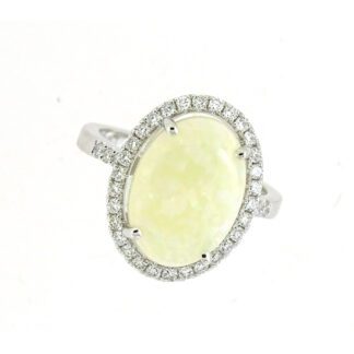 Oval Opal & Diamond Ring in 14KT White Gold