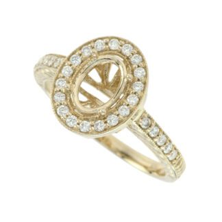 Semimount with a Diamond Halo Set in 14KT Yellow Gold