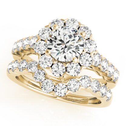 Wedding Set with Diamonds Set in 14KT Yellow Gold