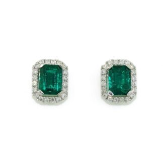 Emerald & Diamond Earrings in 14KT Gold