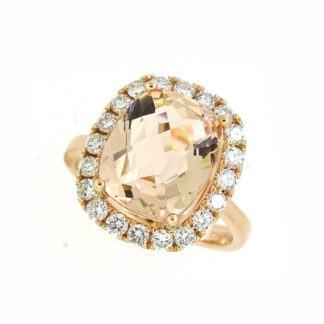 8778M Cushion Morganite & Diamond Ring in 14KT Rose Gold