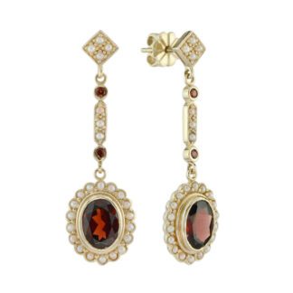 Vintage Garnet & Pearl Earrings in 10KT Yellow Gold