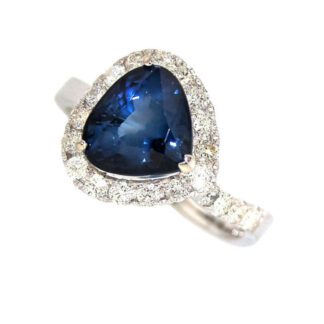 468214S Unique Sapphire & Diamond Ring in 14KT White Gold