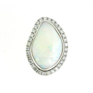 Unique Opal & Diamond Ring in 14KT White Gold