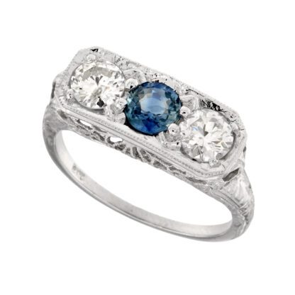 Sapphire & Diamond Ring in 14KT White Gold