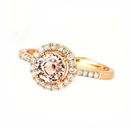 9853M Diamond Halo Morganite Ring in 10KT Rose Gold