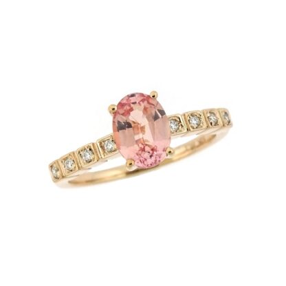 Morganite & Diamond Ring in 14KT Gold