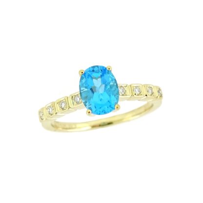 Blue Topaz & Diamond Ring in 14KT Gold
