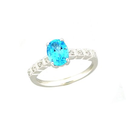 Blue Topaz & Diamond Ring in 14KT Gold