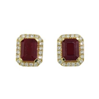 Unique Ruby & Diamond Earrings in 14KT Gold