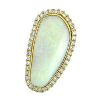 Opal & Diamond Ring in 14KT Yellow Gold