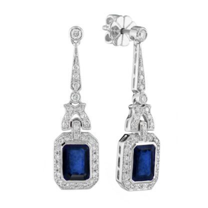 18991S Vintage Dangle Sapphire & Diamond Earrings in 14KT Gold