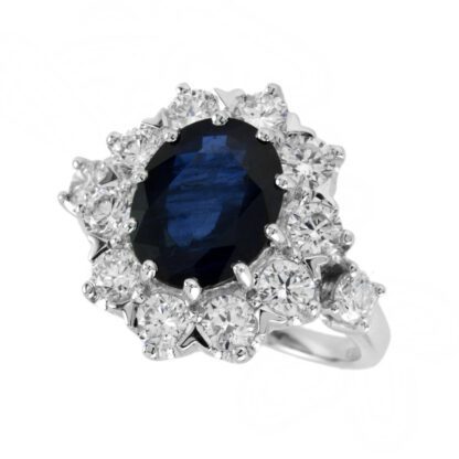 A Unique Sapphire & Diamond Ring in 14KT White Gold.